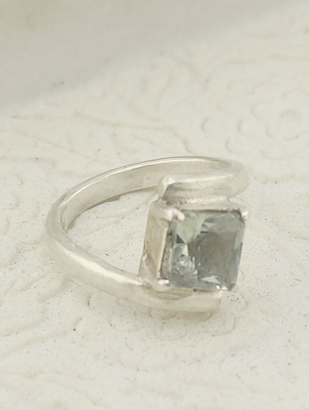 PRASIOLITE GEMSTONE RING HANDMADE IN STERLING SILVEL RECYCLE METAL SIZE 7 - Picture 11 of 16
